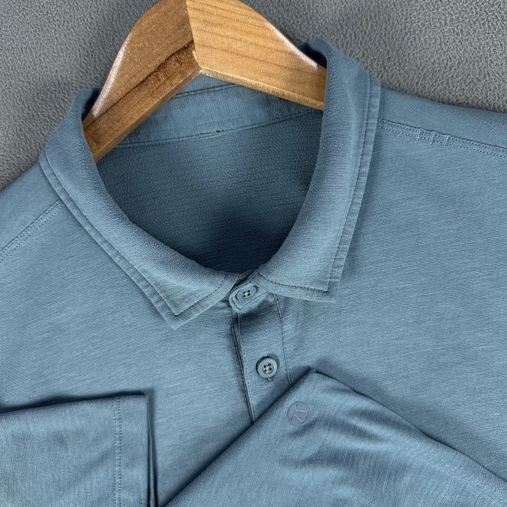 Lululemon Polo Shirt Mens Large Blue Evolution Performance Smart Casual Golf